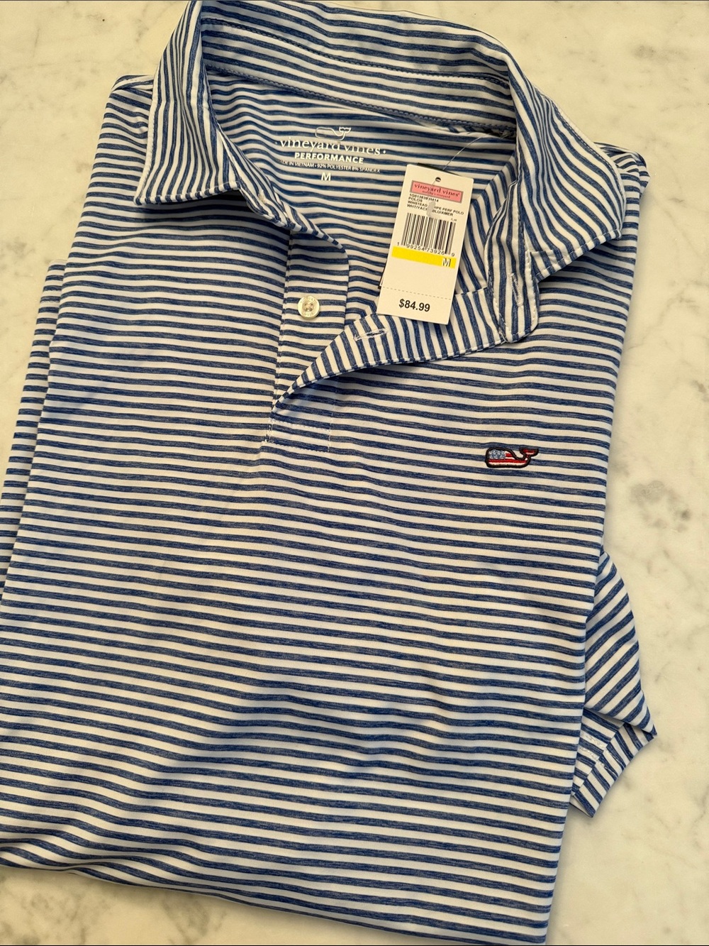 Vineyard Vines Blue and White Striped Polo